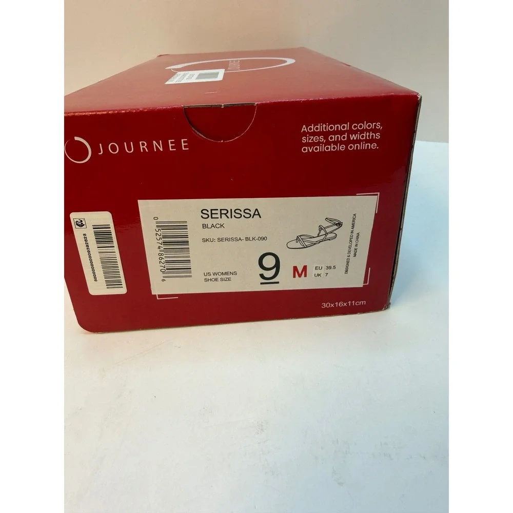 Journee Collection Women's Serissa Strappy Flat Sandals Black Size 9M NWT/BOX